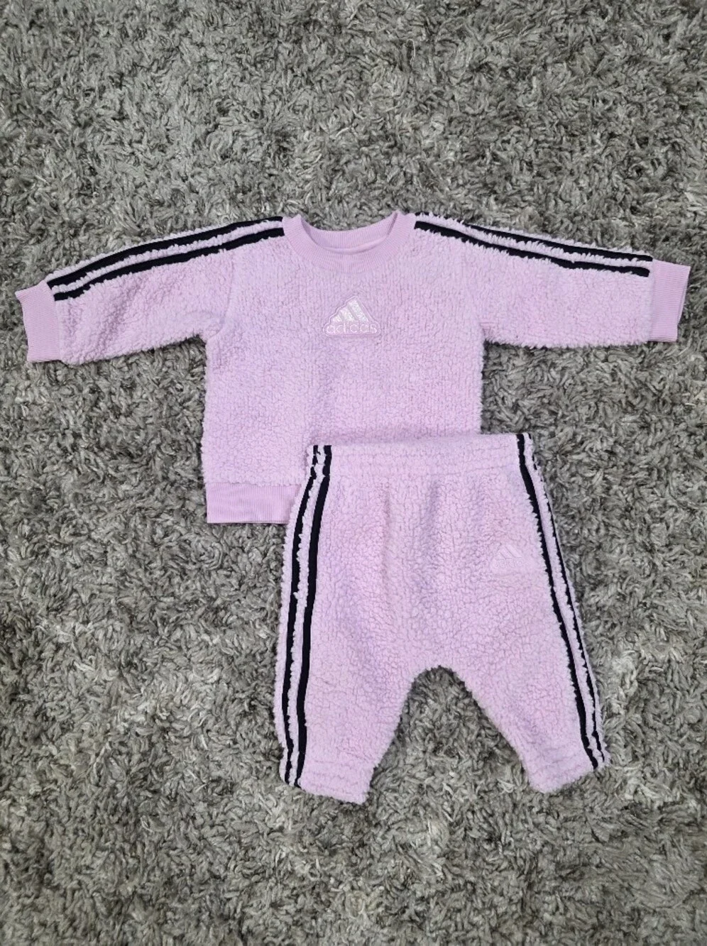 Adidas Cozy Purple Pullover And Pant Set Size 6 Months